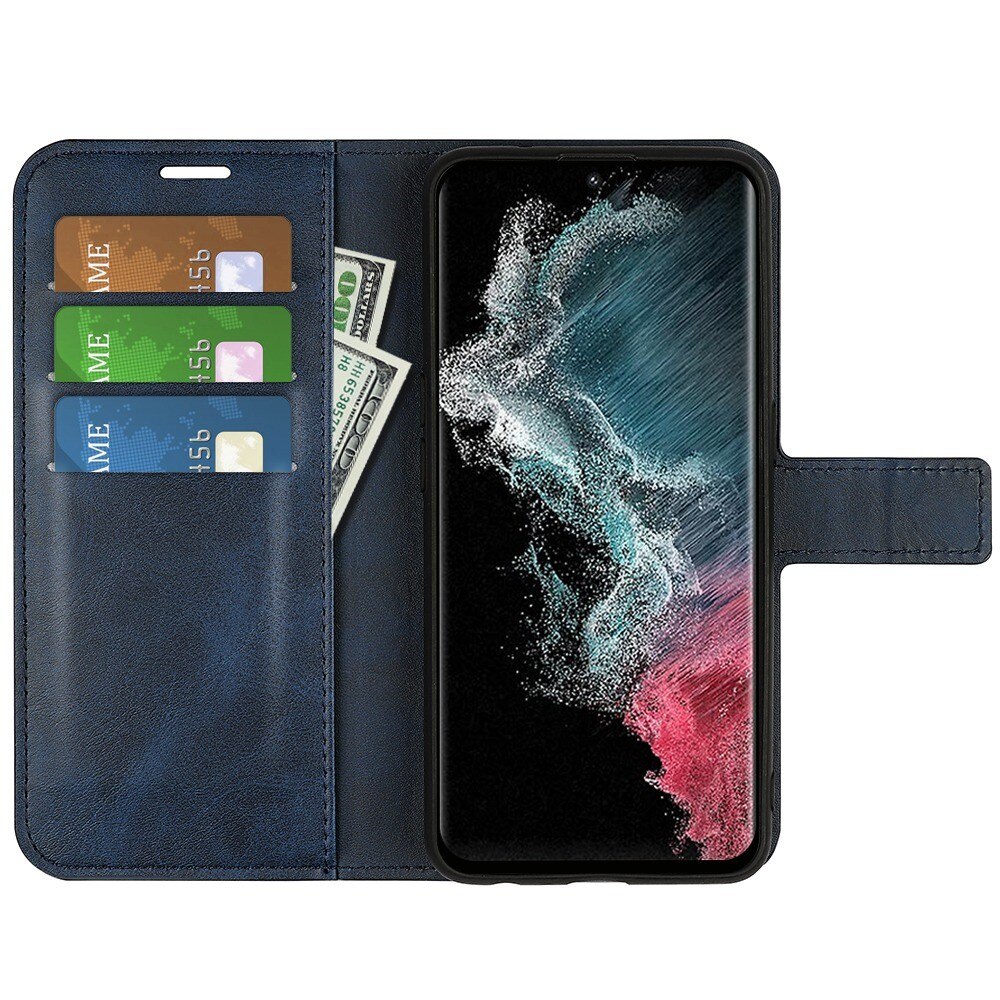 Étui portefeuille Leather Wallet Samsung Galaxy S23 Ultra, Blue