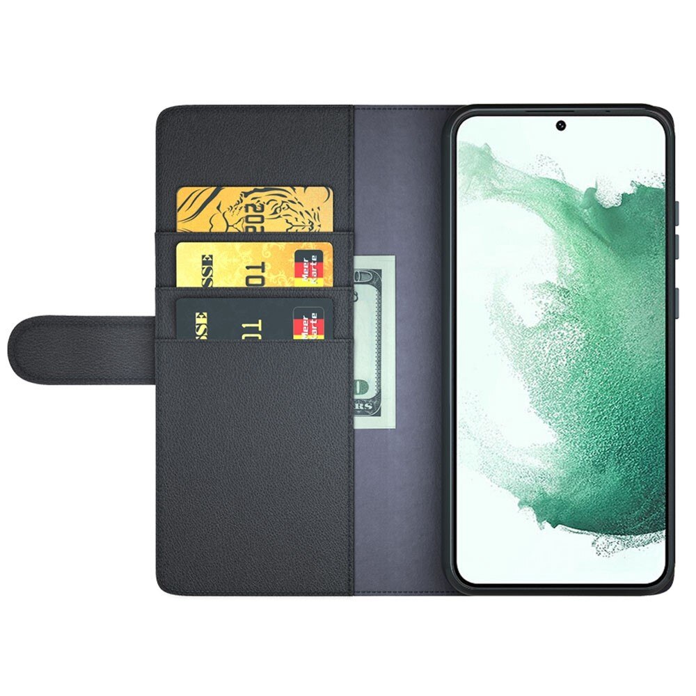 Étui en cuir veritable Samsung Galaxy S23 Plus, Noir