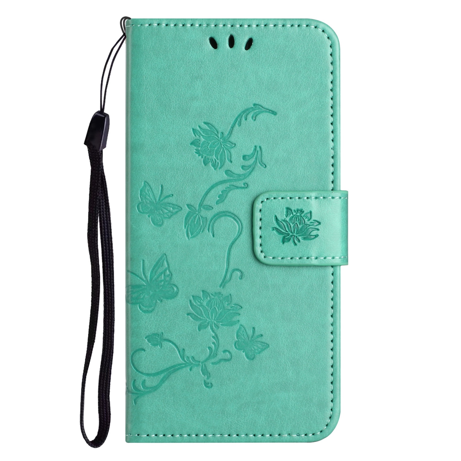 Étui en cuir à papillons pour Samsung Galaxy S25 FE, Vert
