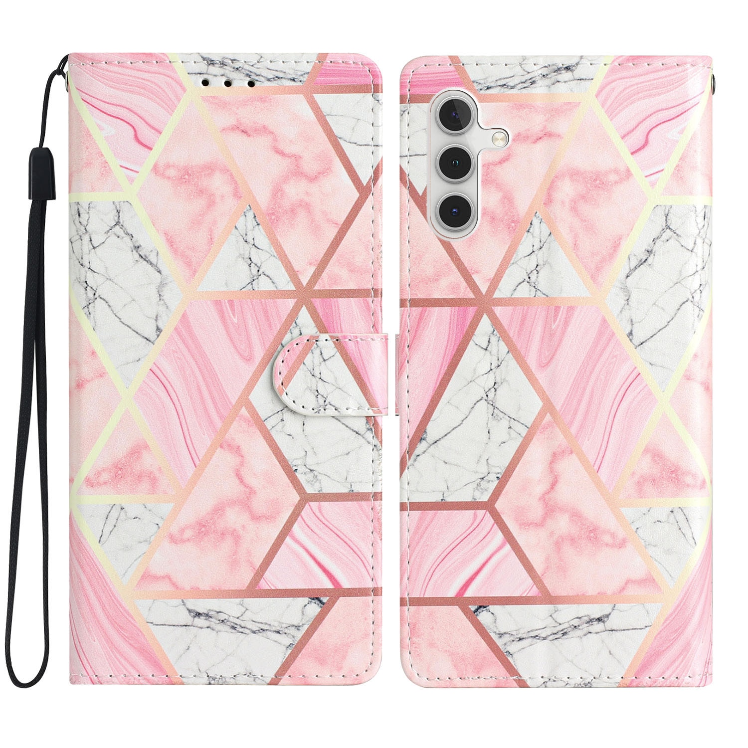 Coque portefeuille Samsung Galaxy S25 FE, marbre rose