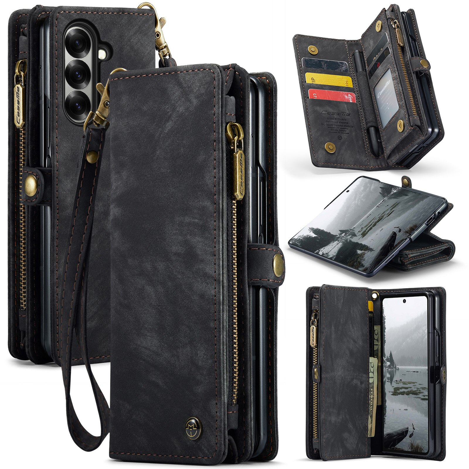 Étui portefeuille multi-cartes Samsung Galaxy Z Fold 7, Gris