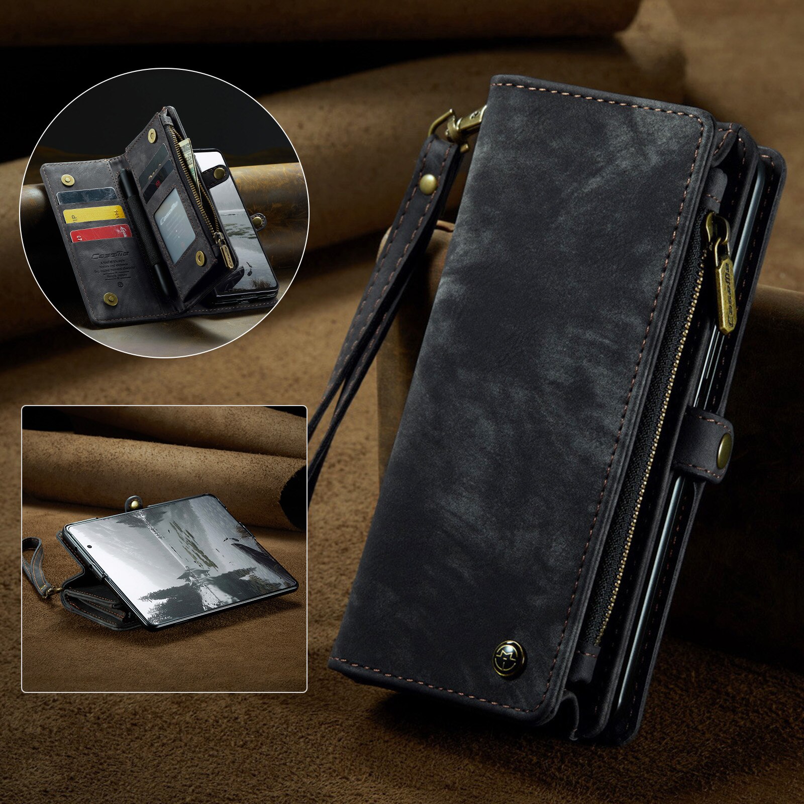 Étui portefeuille multi-cartes Samsung Galaxy Z Fold 7, Gris