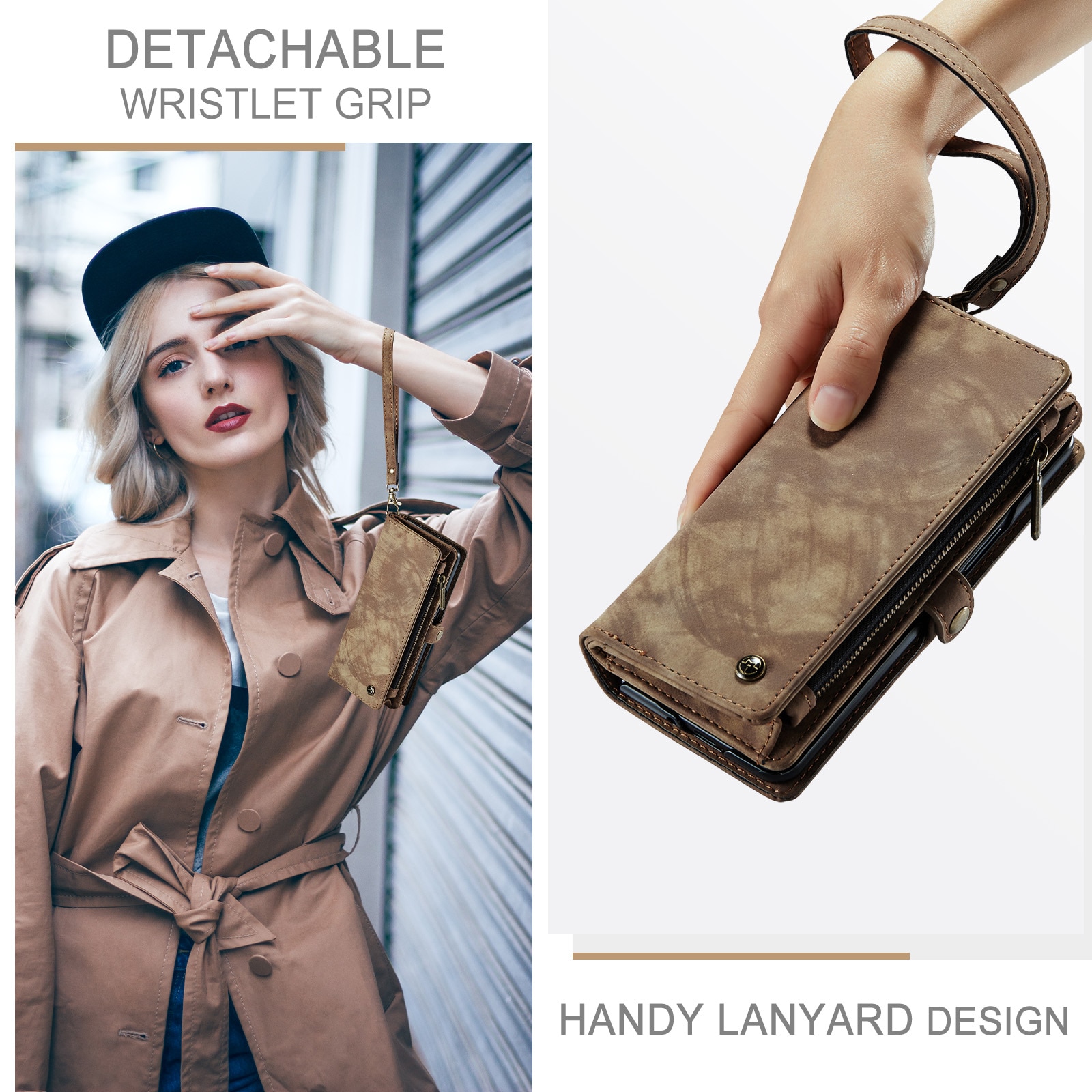 Étui portefeuille multi-cartes Samsung Galaxy Z Fold 7, Marron