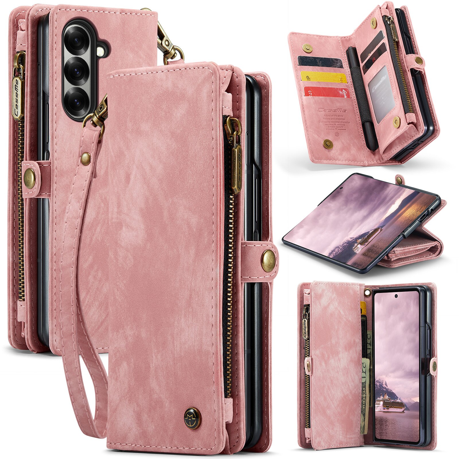 Étui portefeuille multi-cartes Samsung Galaxy Z Fold 7, Rose