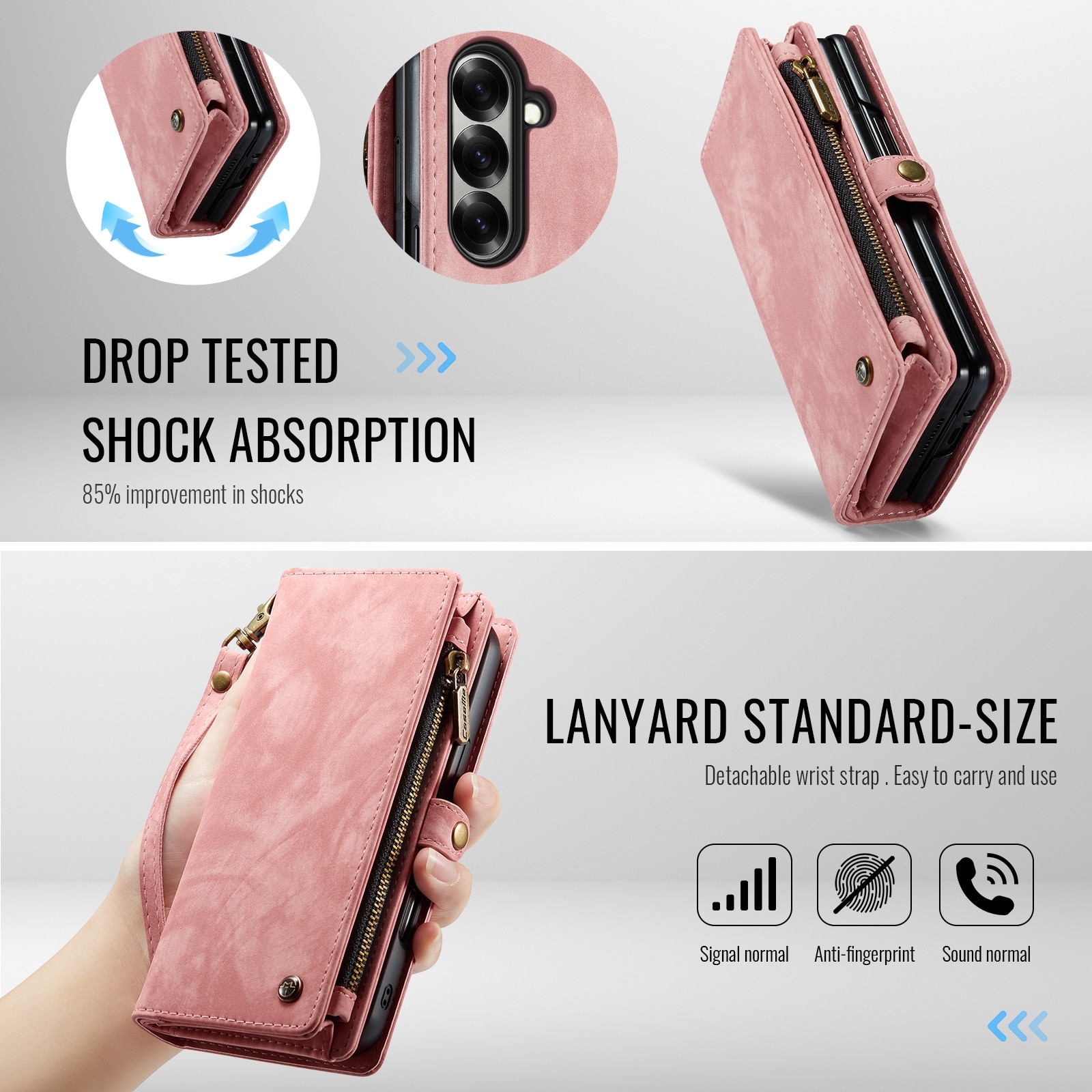 Étui portefeuille multi-cartes Samsung Galaxy Z Fold 7, Rose