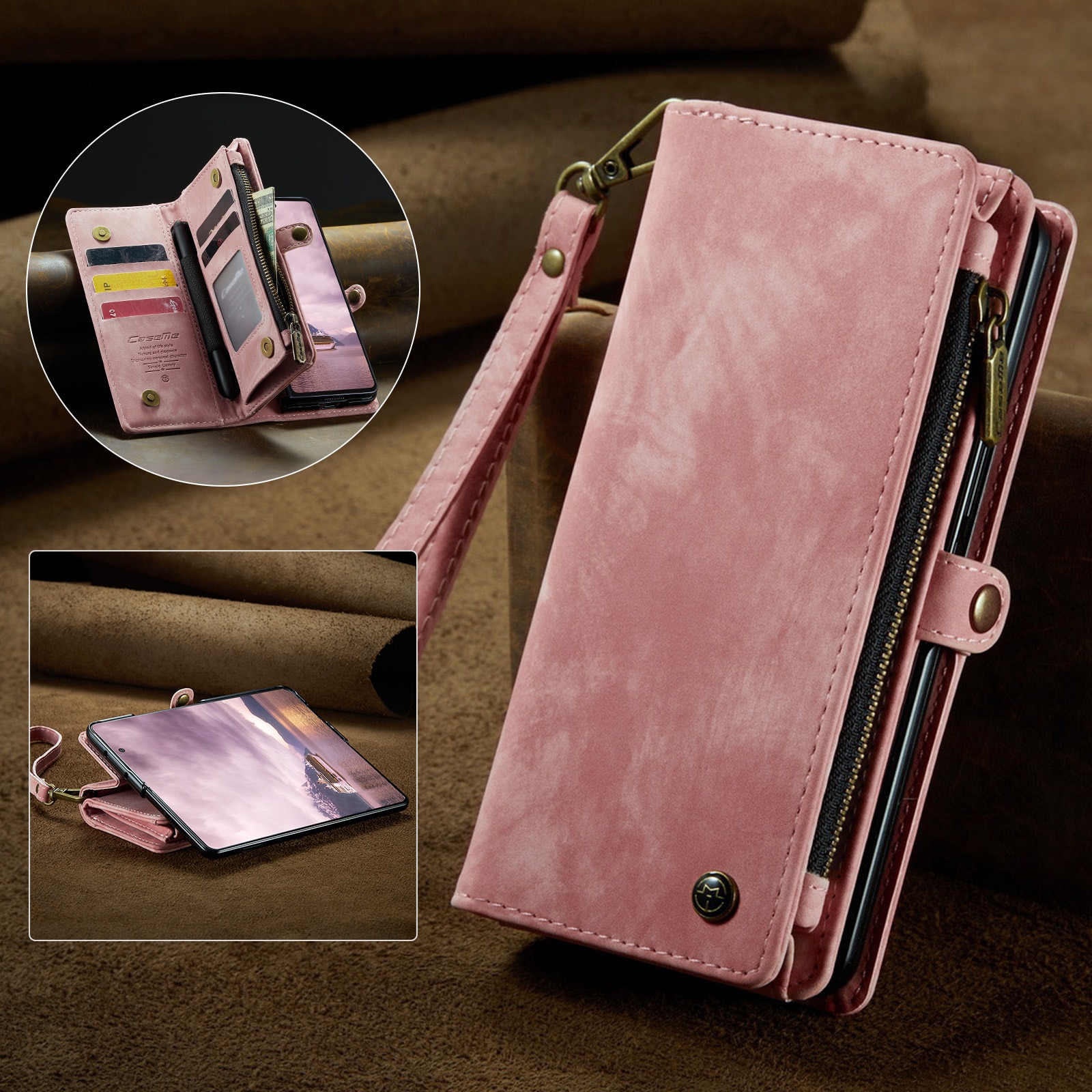 Étui portefeuille multi-cartes Samsung Galaxy Z Fold 7, Rose