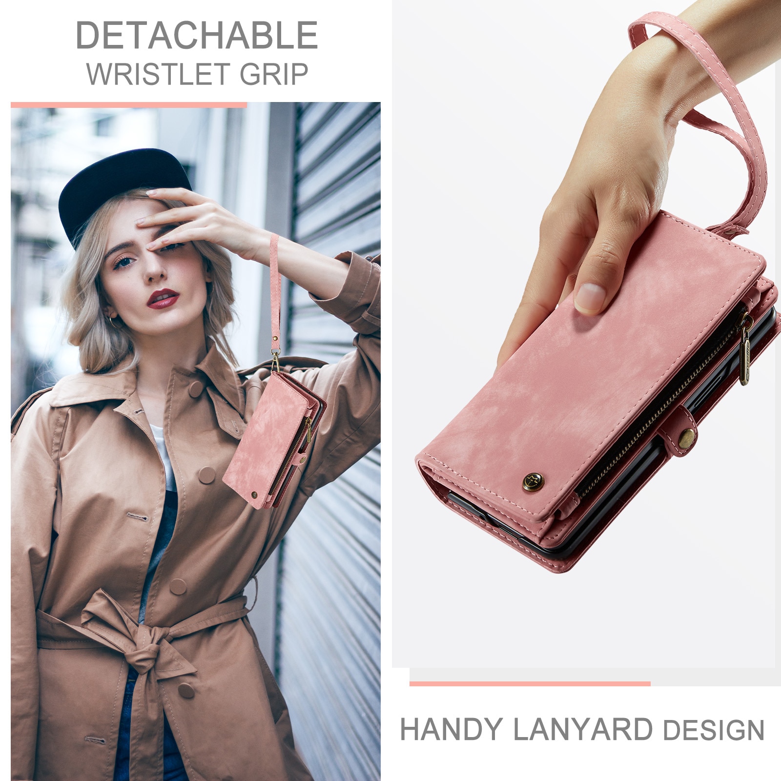 Étui portefeuille multi-cartes Samsung Galaxy Z Fold 7, Rose