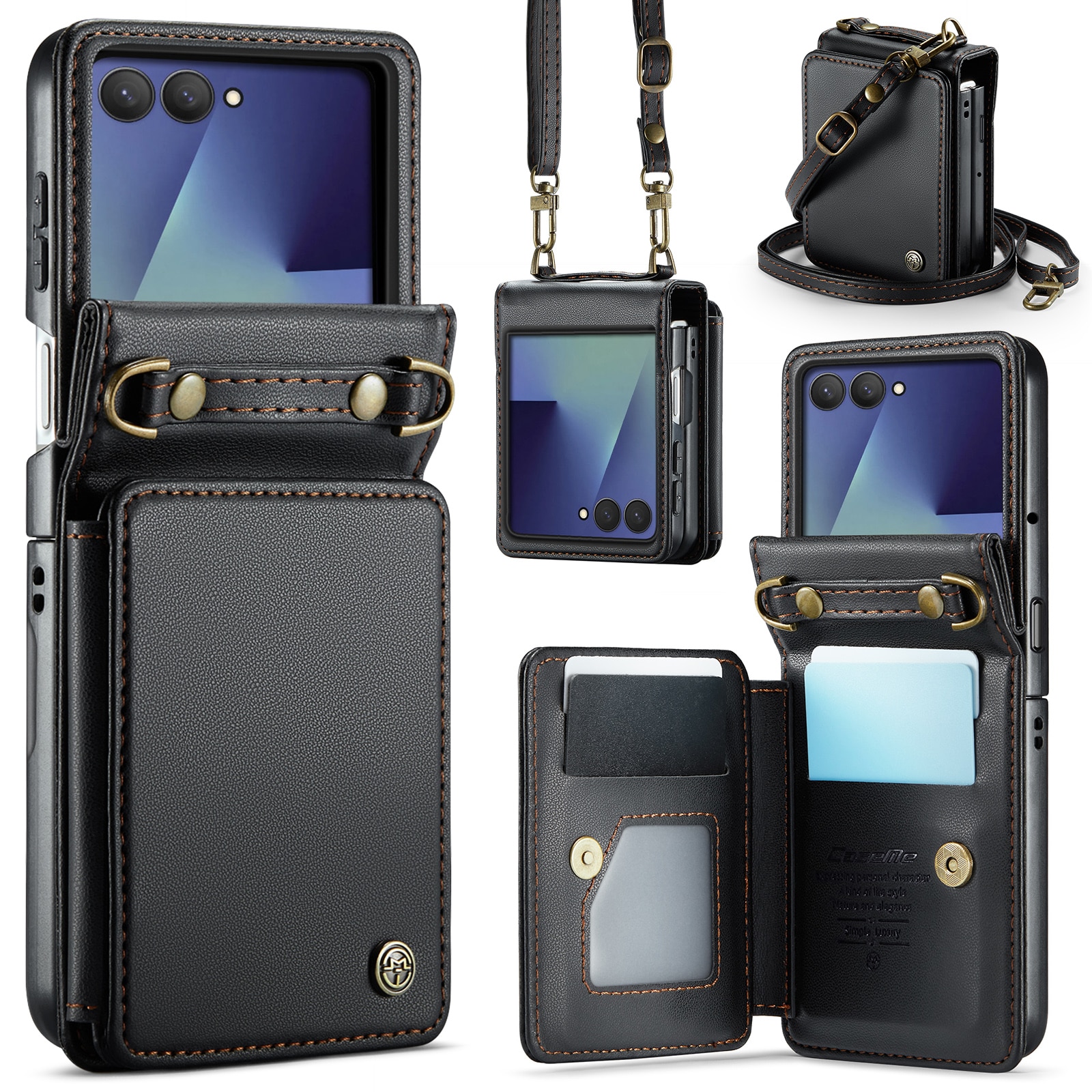 Coque porte-cartes anti-RFID Samsung Galaxy Z Flip 7, Noir
