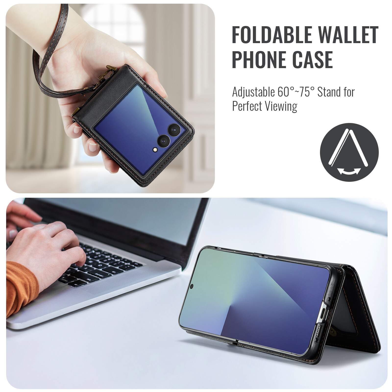 Coque porte-cartes anti-RFID Samsung Galaxy Z Flip 7, Noir