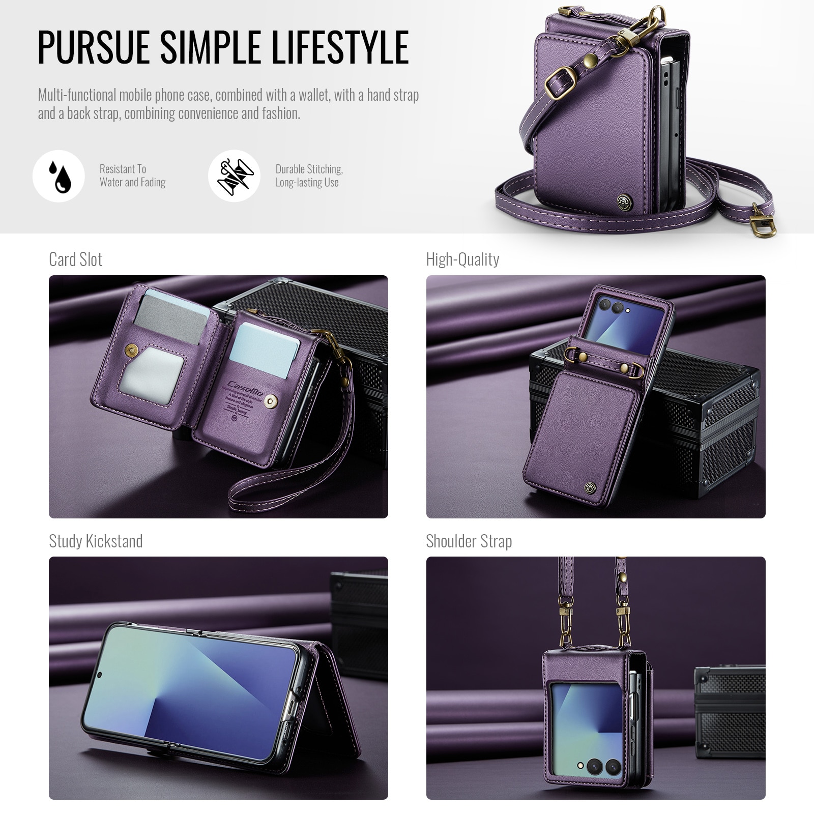 Coque porte-cartes anti-RFID Samsung Galaxy Z Flip 7, Violet