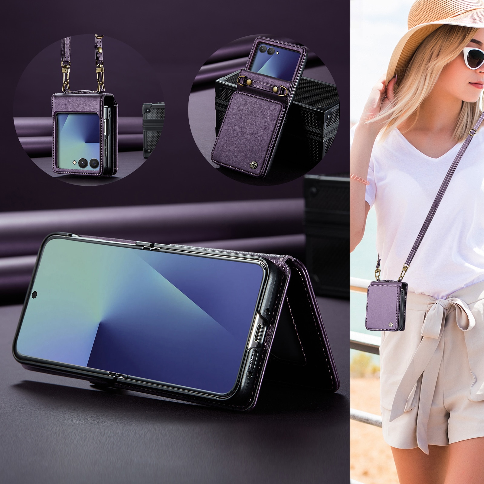 Coque porte-cartes anti-RFID Samsung Galaxy Z Flip 7, Violet