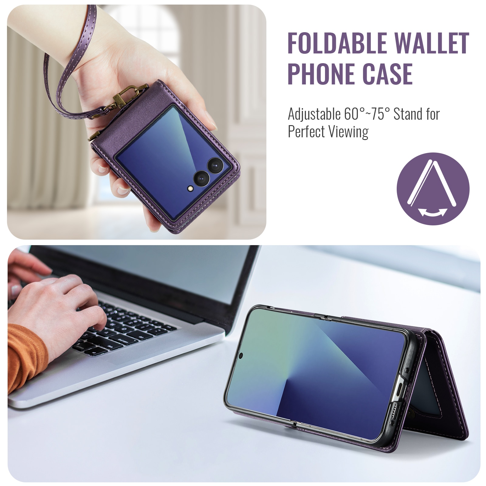Coque porte-cartes anti-RFID Samsung Galaxy Z Flip 7, Violet