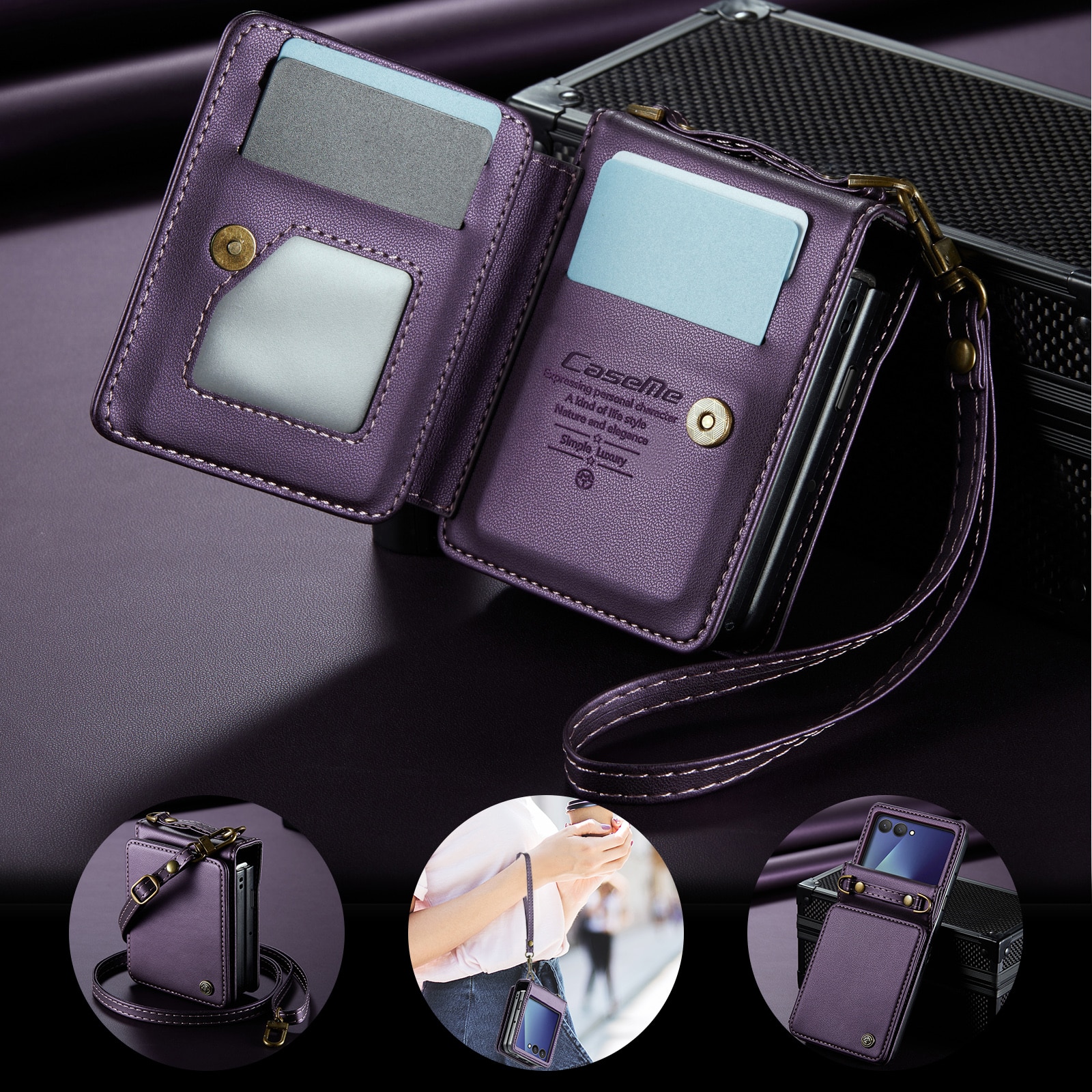 Coque porte-cartes anti-RFID Samsung Galaxy Z Flip 7, Violet