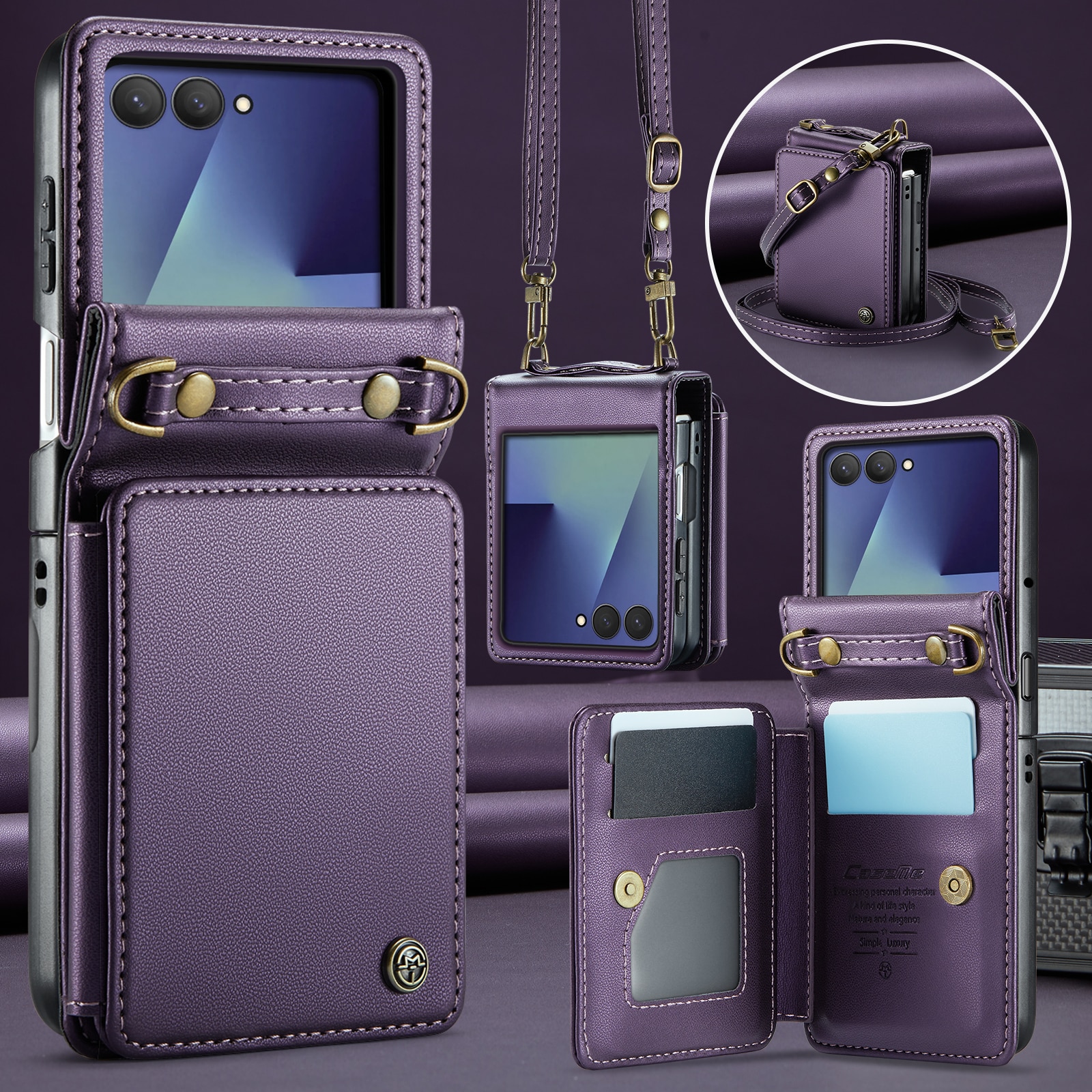 Coque porte-cartes anti-RFID Samsung Galaxy Z Flip 7, Violet