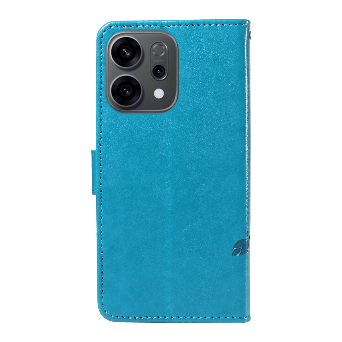 Étui en cuir à papillons pour Oppo Reno 14 F, Bleu