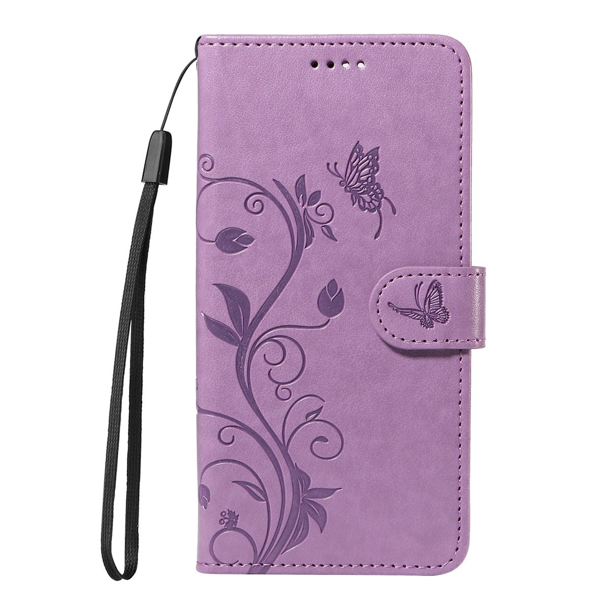 Étui en cuir à papillons pour Oppo Reno 14, Violet
