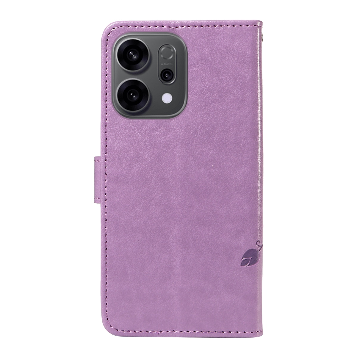 Étui en cuir à papillons pour Oppo Reno 14, Violet