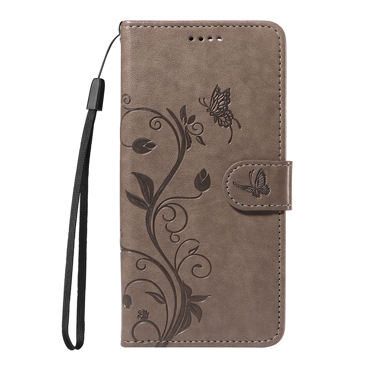 Étui en cuir à papillons pour Oppo Reno 14 F, Gris