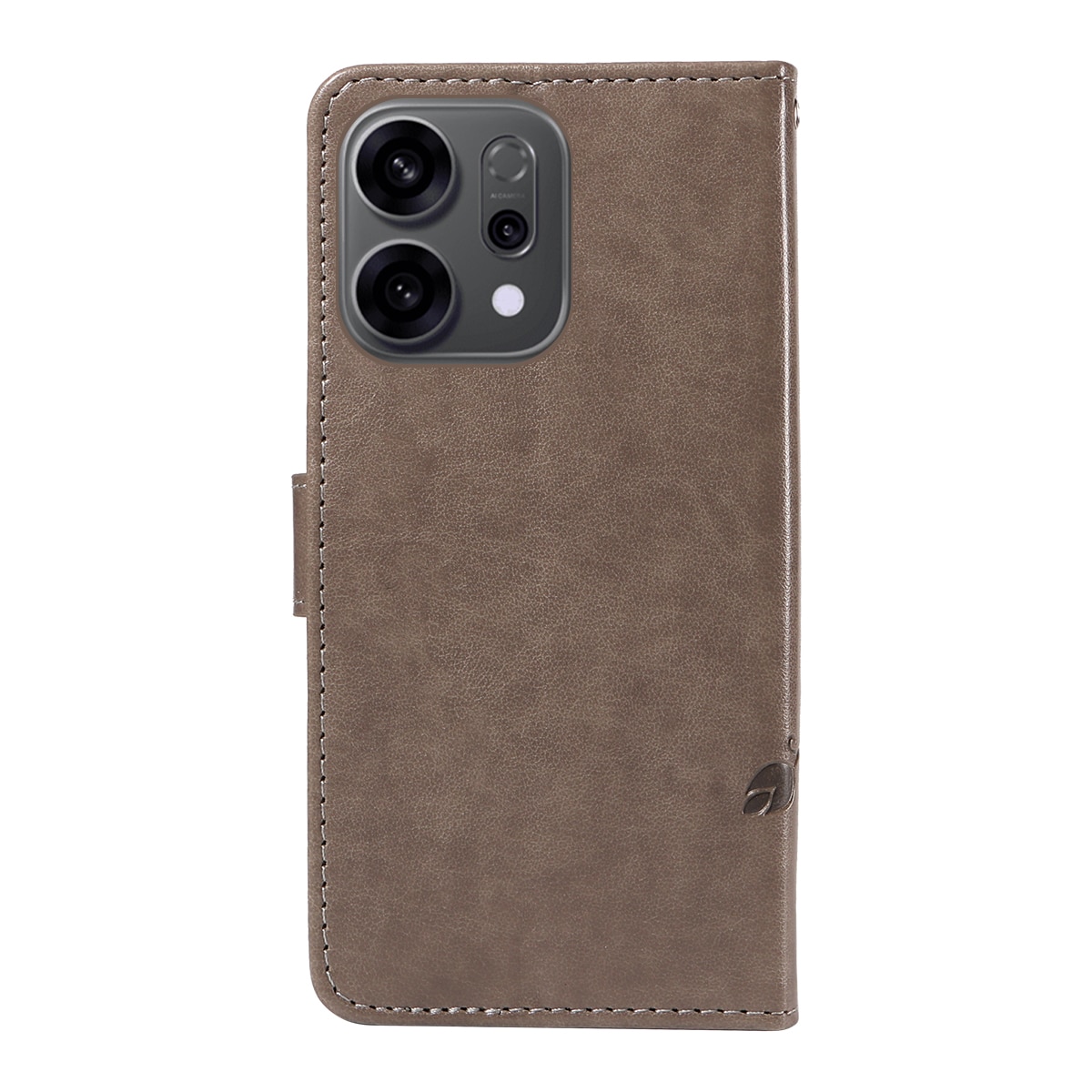 Étui en cuir à papillons pour Oppo Reno 14 F, Gris