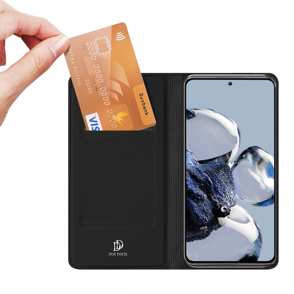 Étui portefeuille Skin Pro Series Xiaomi 12T/12T Pro, Noir