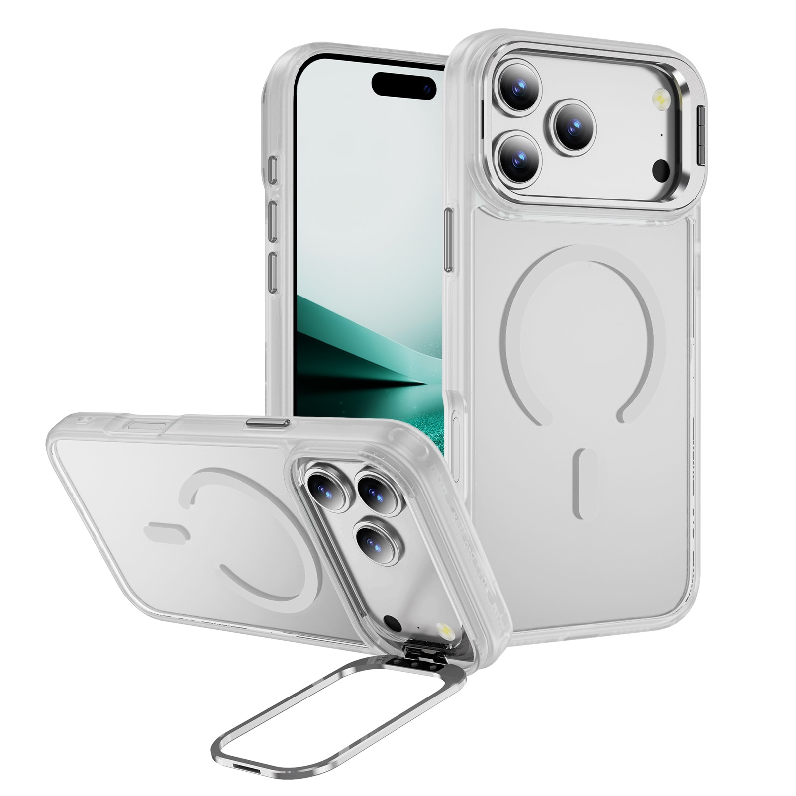 Coque hybride Kickstand MagSafe iPhone 17 Pro, Transparent