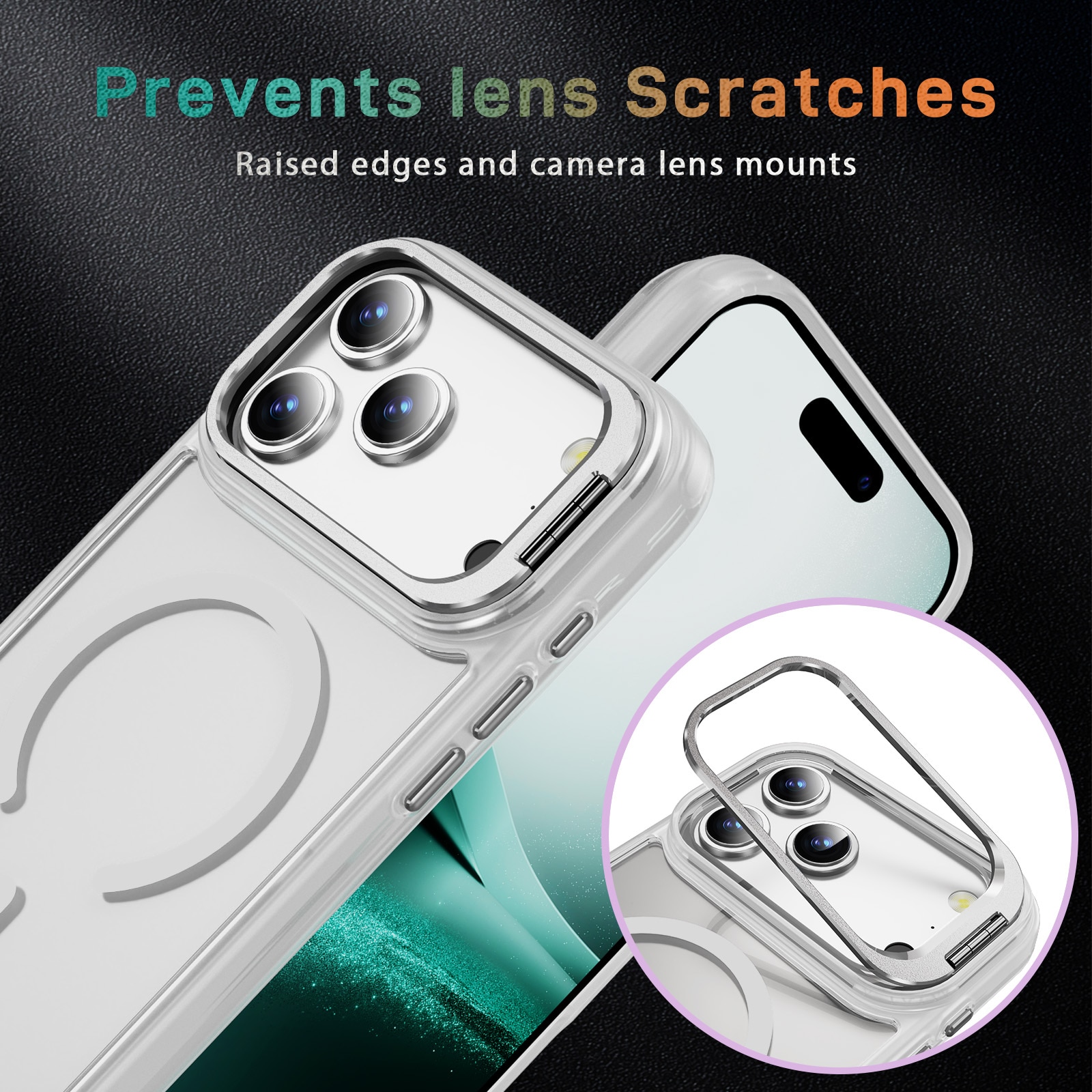 Coque hybride Kickstand MagSafe iPhone 17 Pro, Transparent