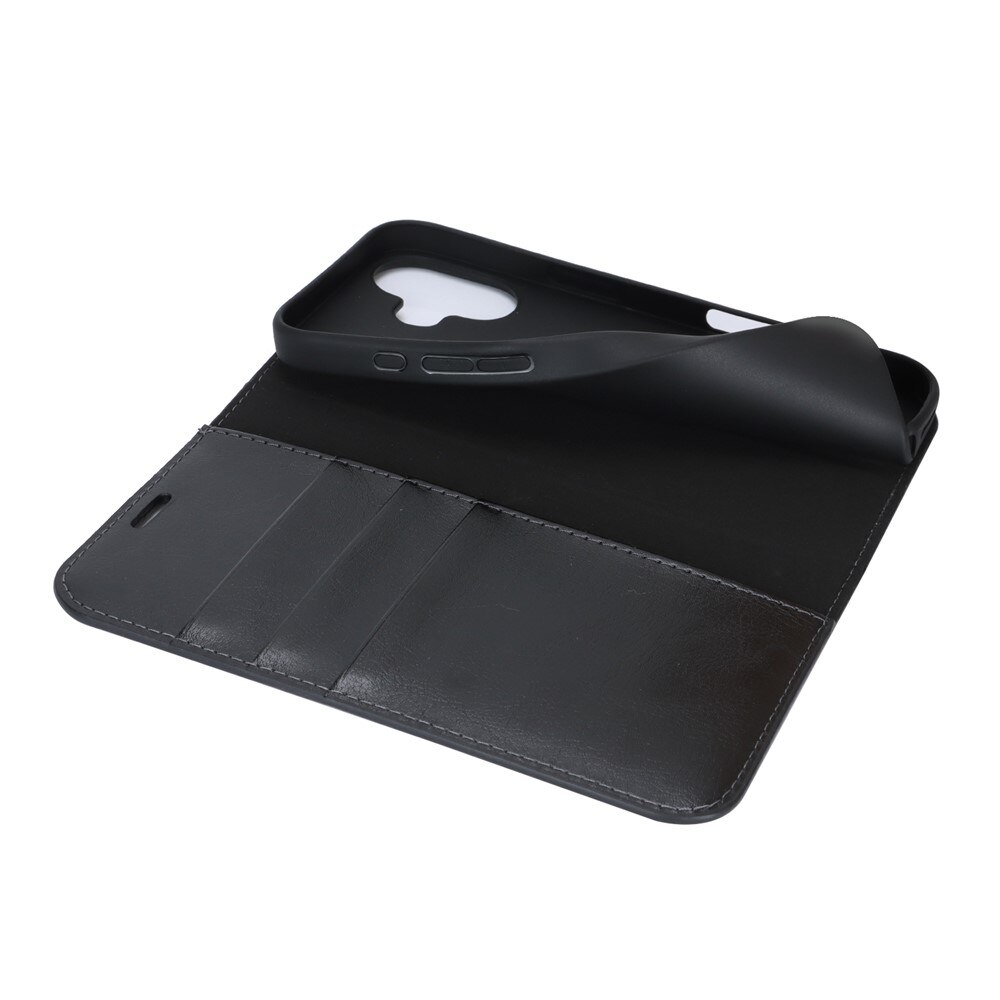 Coque portefeuille en cuir Veritable iPhone 17, Noir