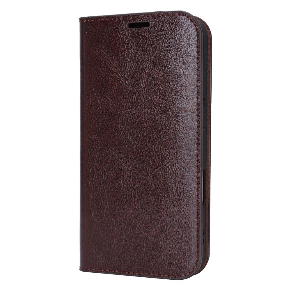 Coque portefeuille en cuir Veritable iPhone 17, Marron foncé