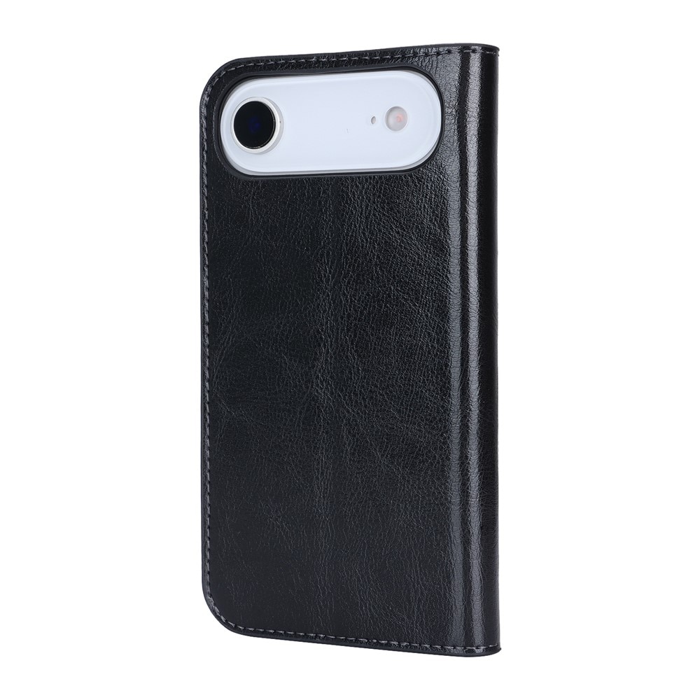 Coque portefeuille en cuir Veritable iPhone 17 Air, Noir