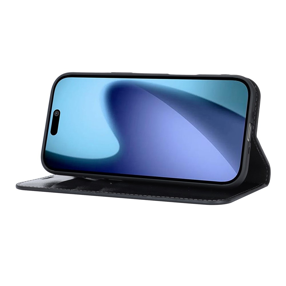 Coque portefeuille en cuir Veritable iPhone 17 Air, Noir