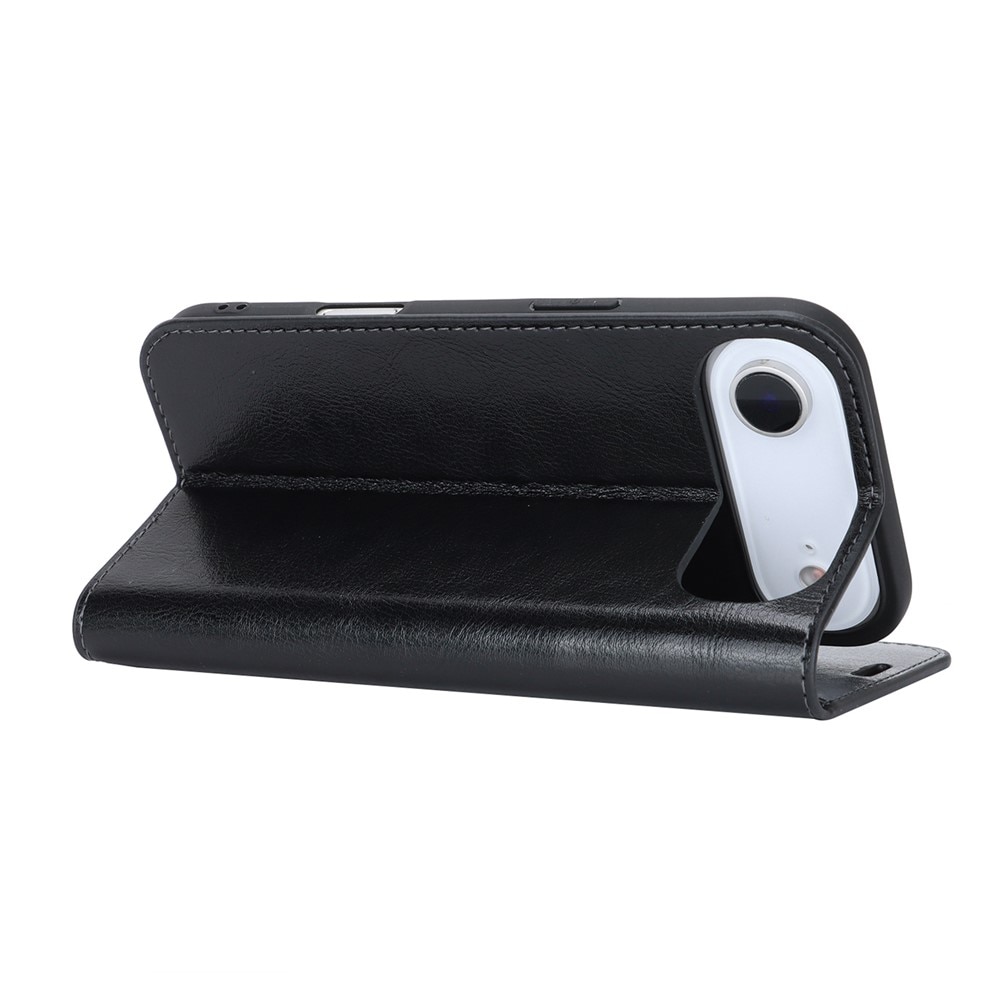 Coque portefeuille en cuir Veritable iPhone 17 Air, Noir
