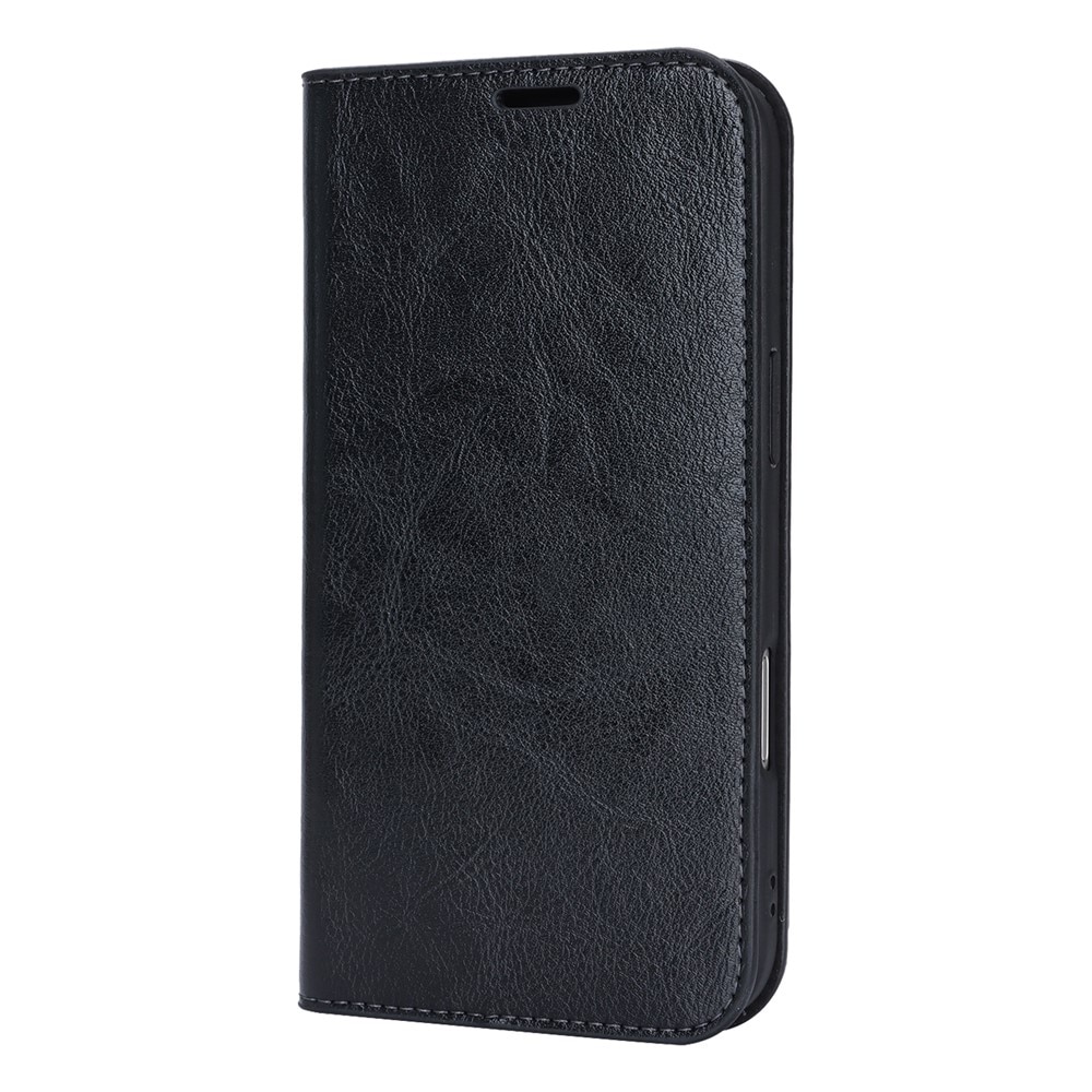 Coque portefeuille en cuir Veritable iPhone 17 Air, Noir