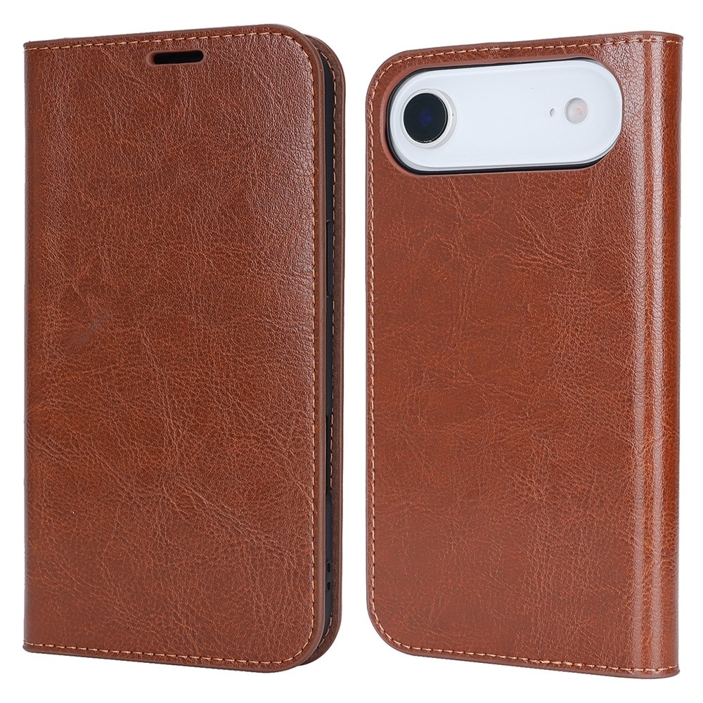 Coque portefeuille en cuir Veritable iPhone 17 Air, Noir