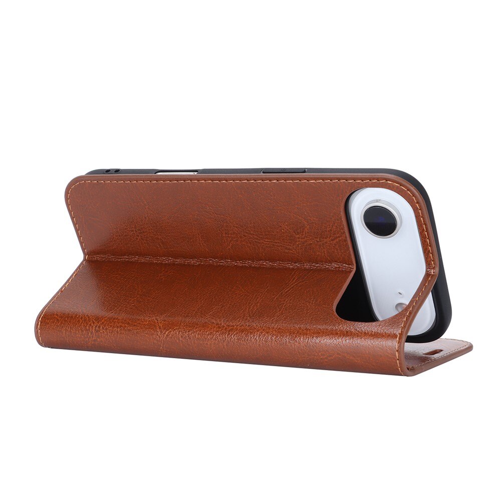 Coque portefeuille en cuir Veritable iPhone 17 Air, Noir