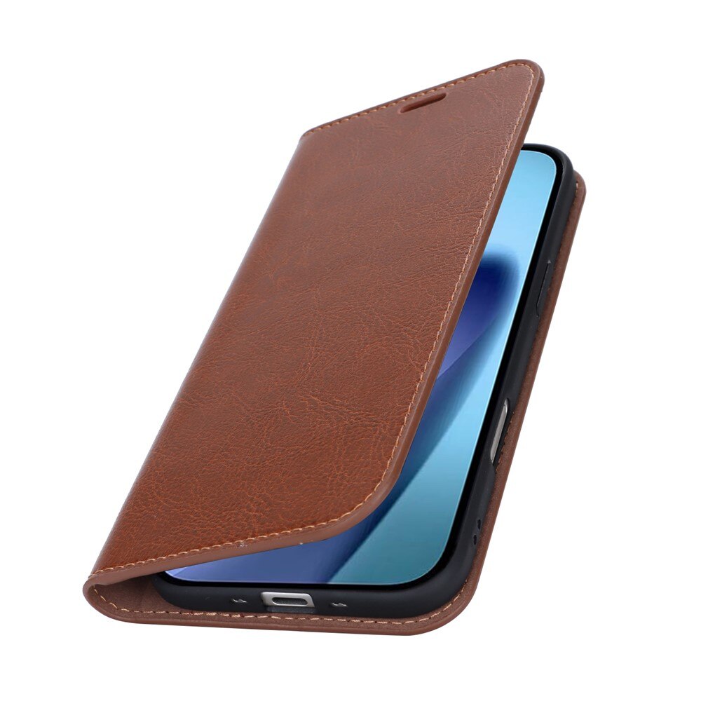 Coque portefeuille en cuir Veritable iPhone 17 Air, Noir