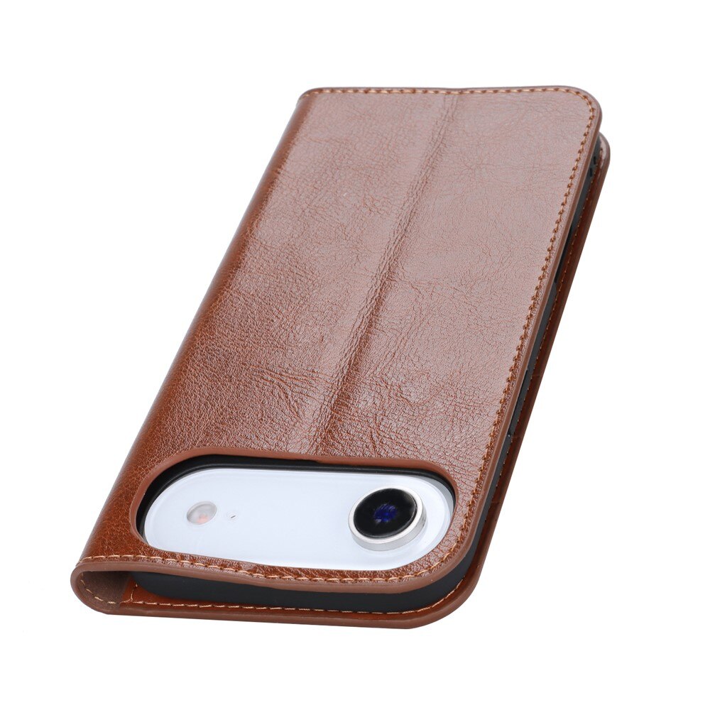 Coque portefeuille en cuir Veritable iPhone 17 Air, Noir