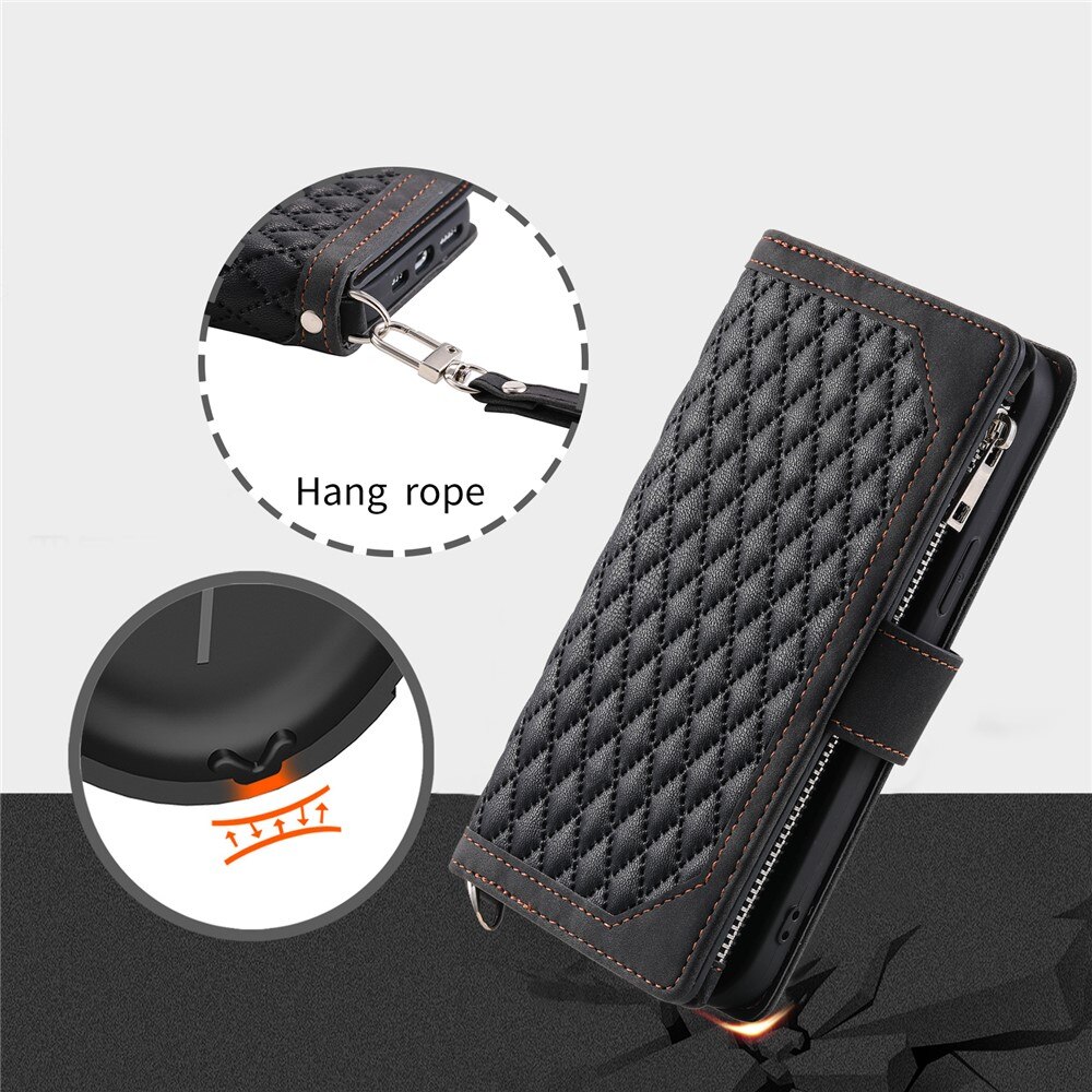 Étui portefeuille matelassée pour iPhone 17, Noir