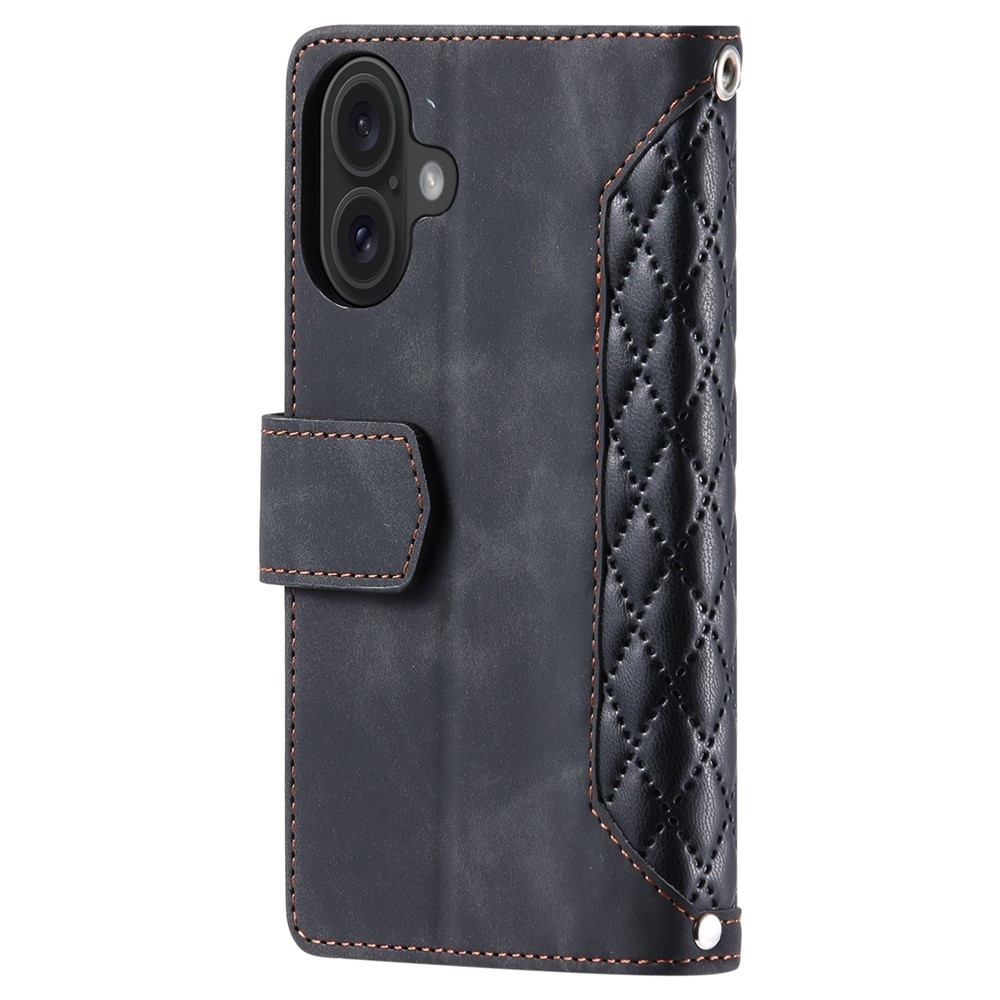 Étui portefeuille matelassée pour iPhone 17, Noir