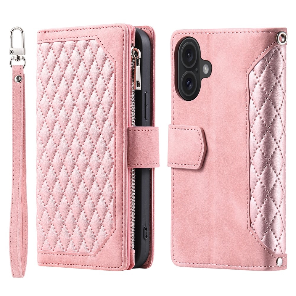 Étui portefeuille matelassée pour iPhone 17, Rose
