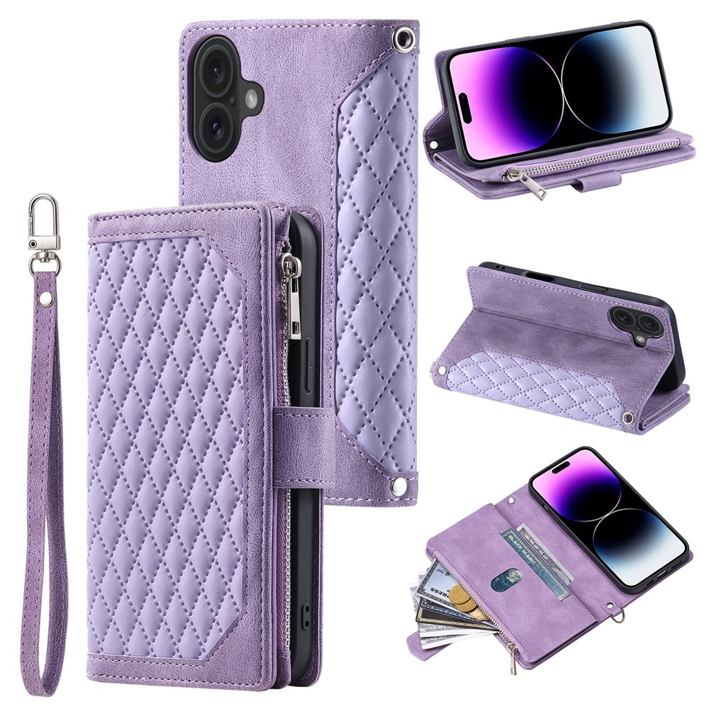 Étui portefeuille matelassée pour iPhone 17, Violet