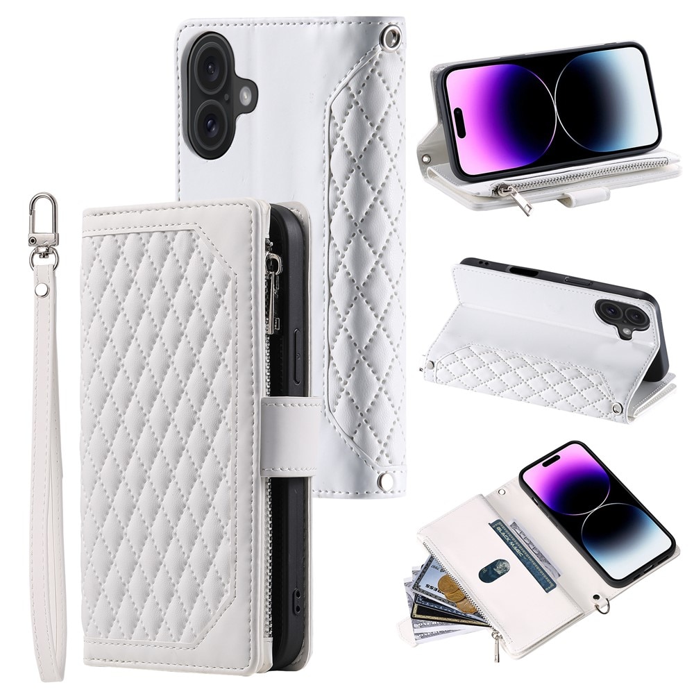 Étui portefeuille matelassée pour iPhone 17, Blanc