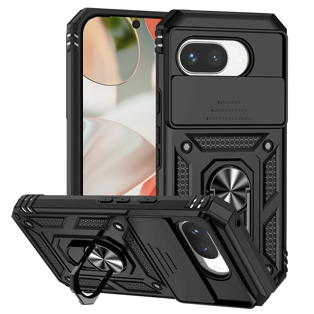Coque Hybride Ring avec Protège Caméra Google Pixel 9a, Noir