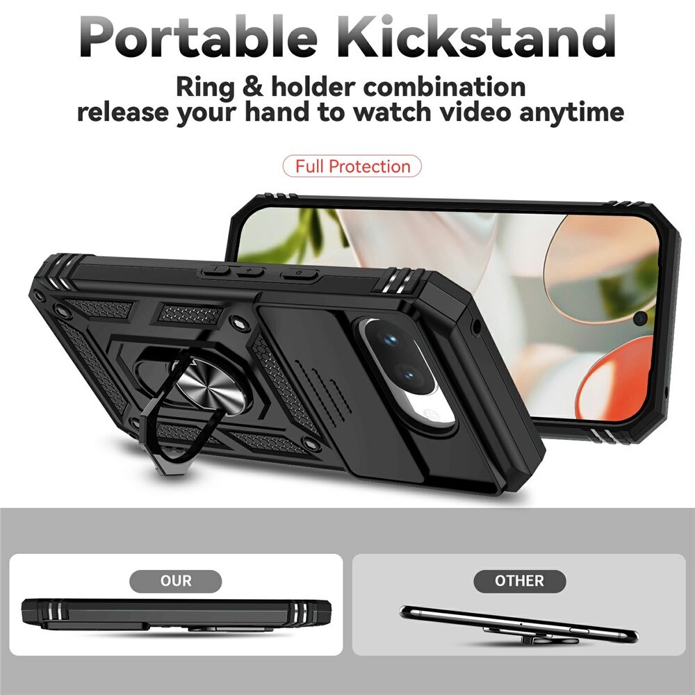 Coque Hybride Ring avec Protège Caméra Google Pixel 9a, Noir