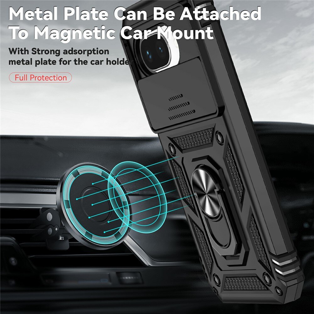 Coque Hybride Ring avec Protège Caméra Google Pixel 9a, Noir