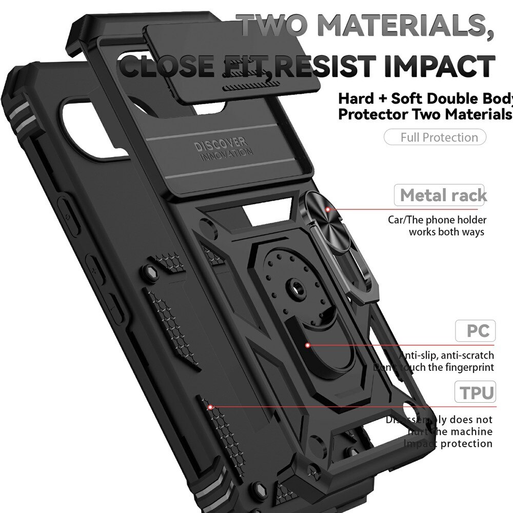 Coque Hybride Ring avec Protège Caméra Google Pixel 9a, Noir