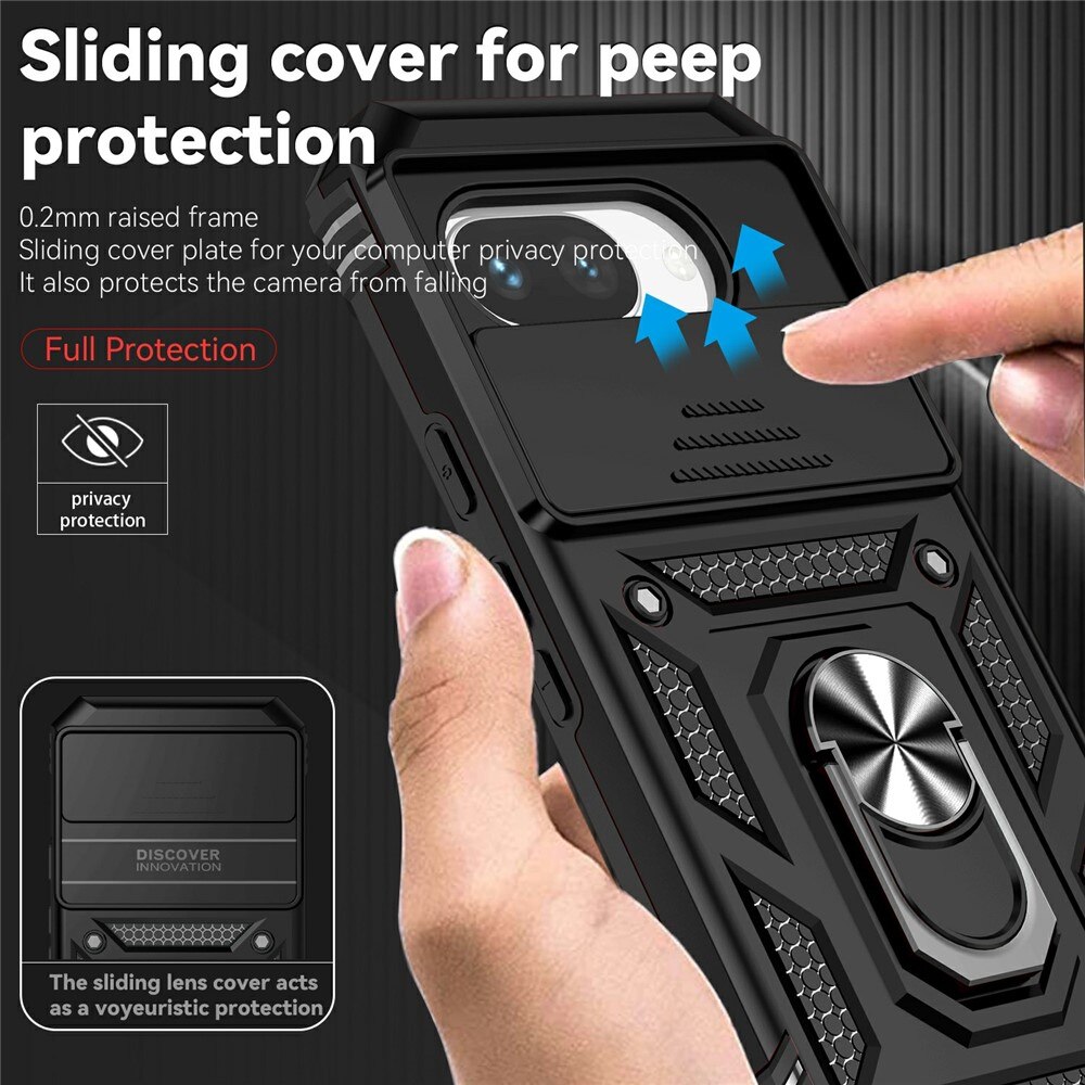 Coque Hybride Ring avec Protège Caméra Google Pixel 9a, Noir