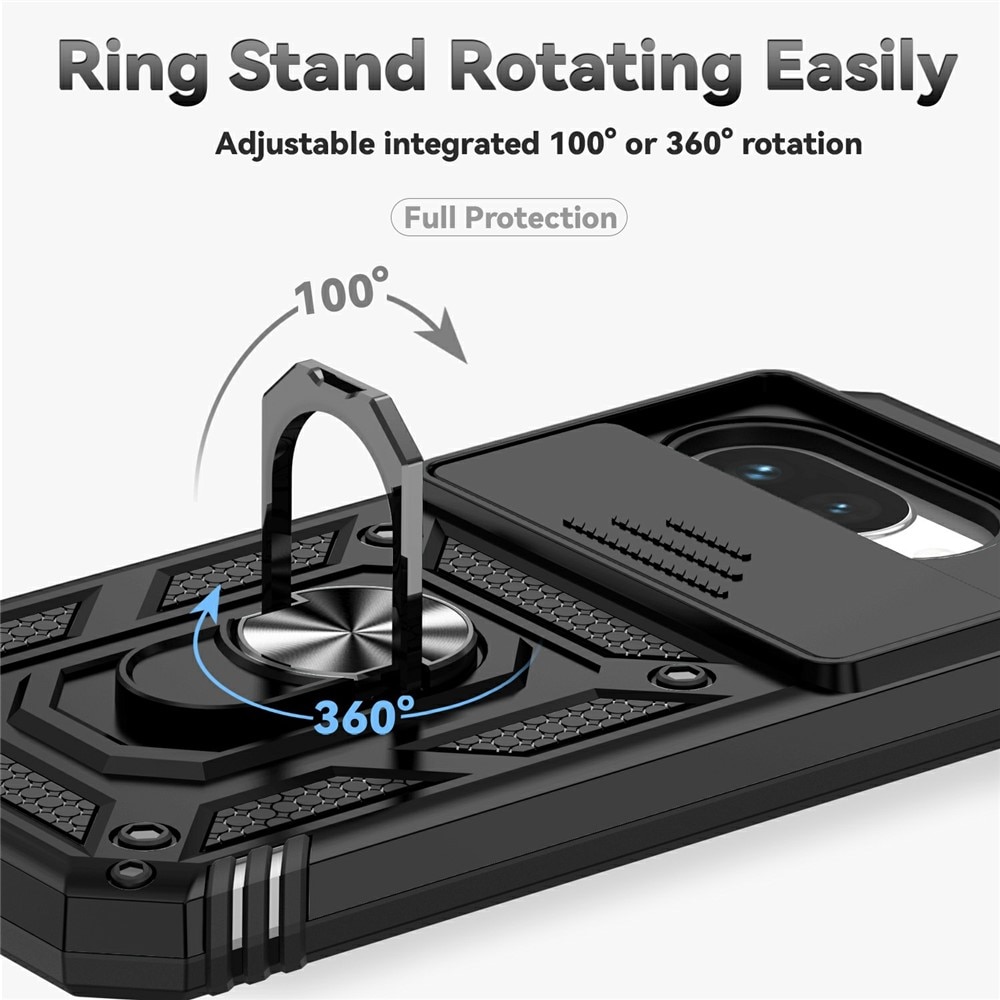 Coque Hybride Ring avec Protège Caméra Google Pixel 9a, Noir