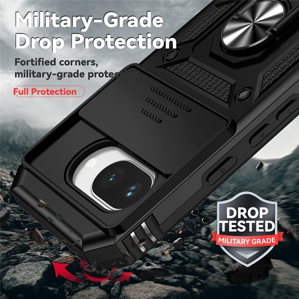 Coque Hybride Ring avec Protège Caméra Google Pixel 9a, Noir