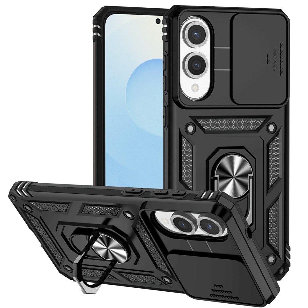 Coque Hybride Ring avec Protège Caméra Samsung Galaxy S25 Edge, Noir