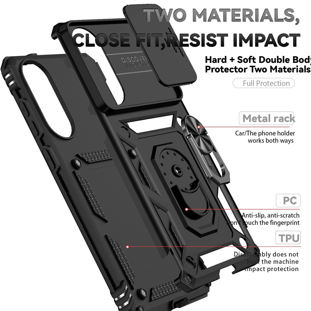 Coque Hybride Ring avec Protège Caméra Samsung Galaxy S25 Edge, Noir